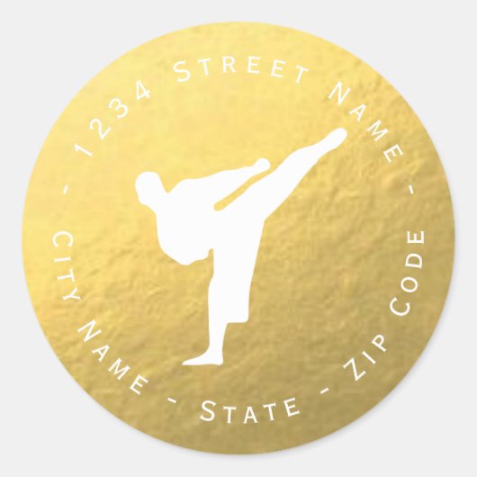 Gold Foil Kickboxing - Martial Arts Address Label (Voorkant)