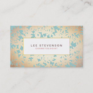 Gold Foil Kijk en Turquoise Floral Pattern Visitekaartje