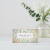 Gold Foil Kijk en Turquoise Floral Pattern Visitekaartje (Staand voorkant)