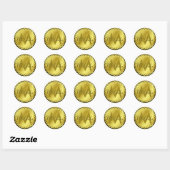 Gold Foil Kijk Monogram Seal Ronde Sticker (Vel)