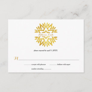 Gold Foil Kijk Star Mandala Bat Mitzvah Reply RSVP