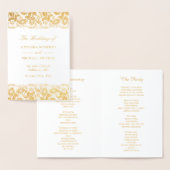 Gold Foil Lace Damask Wedding Program Folie Kaarten (Display)
