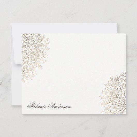 Gold Foil Lace Elegant Custom Note Card Notitiekaartje (Voorkant)
