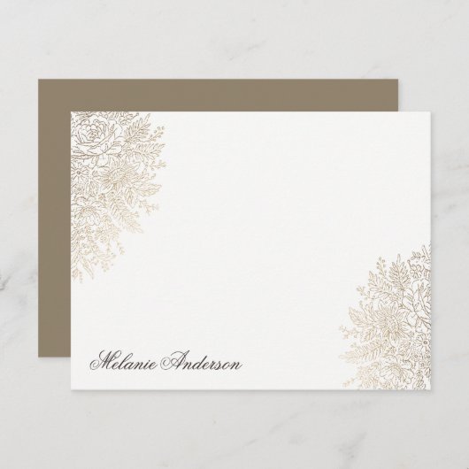 Gold Foil Lace Elegant Custom Note Card Notitiekaartje (Voorkant / Achterkant)