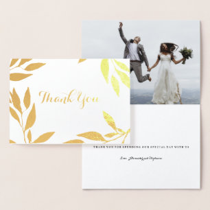 Gold Foil Leaf Dank u bruiloft Kaart