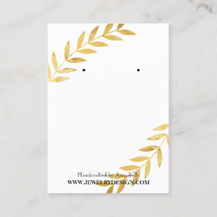 Gold Foil Leaf Earring Jeweling Display Custom Visitekaartje