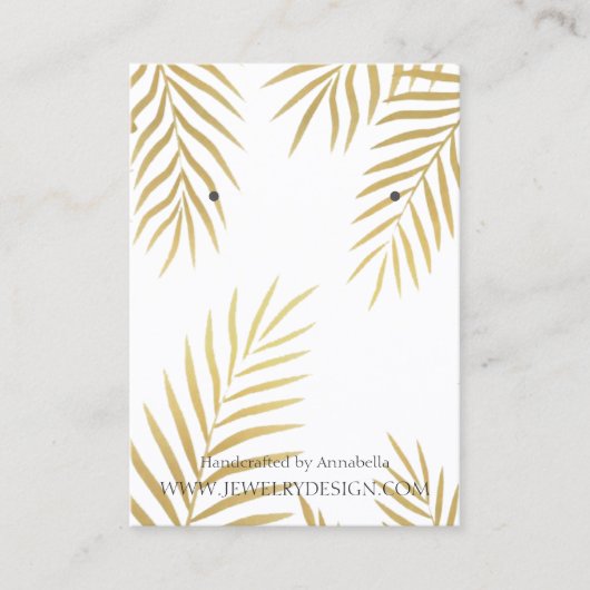 Gold Foil Leaf Earring Jeweling Display Custom Visitekaartje (Voorkant)