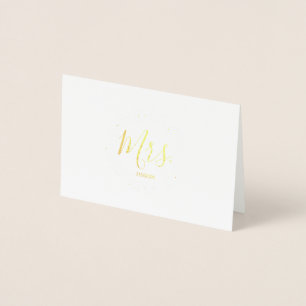 Gold Foil Leaf Frame Mme Mariage Merci Cartes
