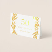 Gold Foil Leaf Wreath Invitation 50e anniversaire (Devant)