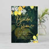 Gold Foil Lemon Zest VRIJGEZELLENFEEST QR Code Folie Uitnodiging (Staand Voorkant)