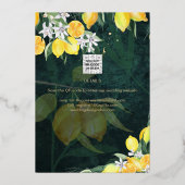 Gold Foil Lemon Zest VRIJGEZELLENFEEST QR Code Folie Uitnodiging (Achterkant)