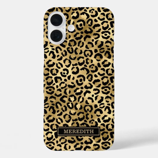 Gold Foil Leopard Print Monogrammed Case-Mate iPhone Case (Achterkant)