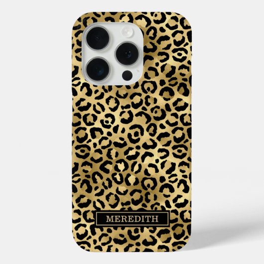 Gold Foil Leopard Print Monogrammed Case-Mate iPhone Case (Achterkant)