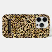 Gold Foil Leopard Print Monogrammed Case-Mate iPhone Case (Achterkant (horizontaal))