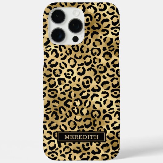 Gold Foil Leopard Print Monogrammed Case-Mate iPhone Case (Achterkant)