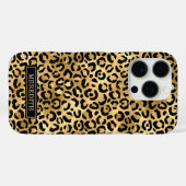 Gold Foil Leopard Print Monogrammed Case-Mate iPhone Case (Achterkant (horizontaal))