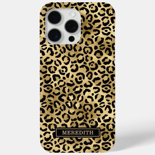 Gold Foil Leopard Print Monogrammed  Case-Mate iPhone Case (Achterkant)