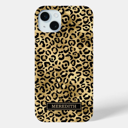Gold Foil Leopard Print Monogrammed Case-Mate iPhone Case (Achterkant)
