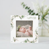 Gold Foil Lijst Boho Botanische Eucalyptus Foto Aankondiging (Staand voorkant)