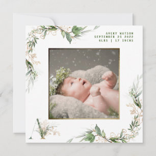 Gold Foil Lijst Boho Botanische Eucalyptus Foto Aankondiging