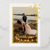 Gold foil lijst bruiloft bedankt folie uitnodiging (Voorkant)