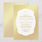 Gold Foil  Lijst Striped Wedding Invitation Kaart (Voorkant / Achterkant)