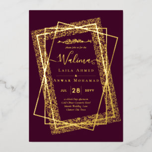 GOLD FOIL Lijst Tekst Nikah Walima Islamic Wedding Folie Uitnodiging
