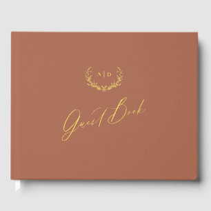 Gold Foil Livre d'invité Terracotta Monogram Maria