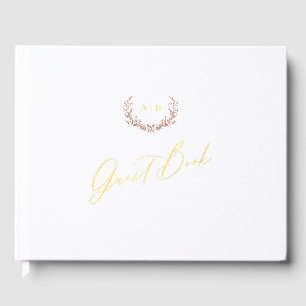 Gold Foil Livre d'invité Terracotta Monogram Maria