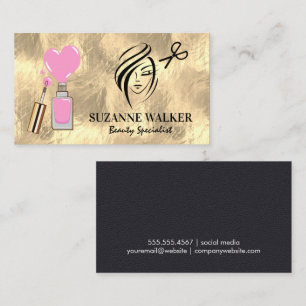 Gold Foil Logo Beauty Hair en Nails Visitekaartje