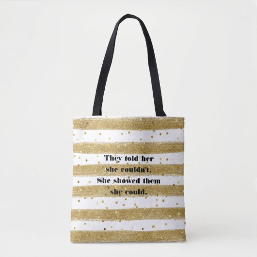 Gold Foil LOOK, White, Stripes, Confetti Canvas ta Draagtas (Voorkant)