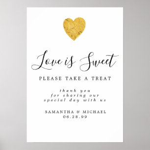 Gold Foil Love is Sweet Weddenschap-dessert Bar Poster