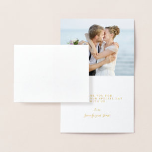 Gold Foil Mahalo Script Weduwschap Foto Folie Kaarten