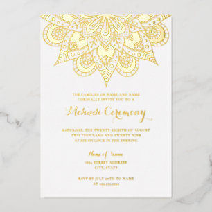 Gold Foil Mandala Mehndi Ceremony Folie Uitnodiging
