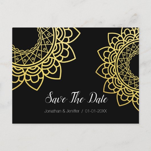 Gold Foil Mandala-ventilator bespaart de datum Aankondigingskaart (Voorkant)