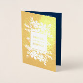 Gold Foil Marine Blue Floral Faire-part de mariage (Devant)
