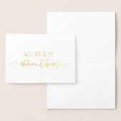 Gold Foil Matron of Honor Wedding proposal Kaart (Display)