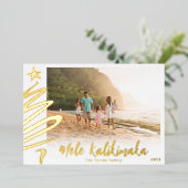 Gold Foil Mele Kalikimaka Carte photo (Debout devant)