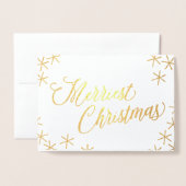 Gold Foil Merriest Christmas Stars Carte de voeux (Devant avec enveloppe)
