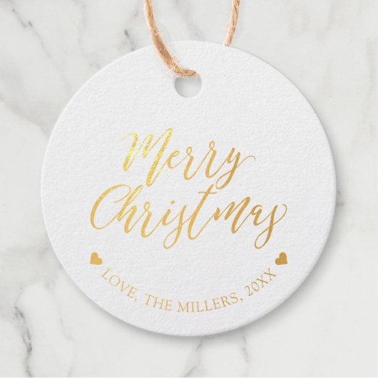 Gold Foil Merry kerstfeestdag cadeautjes Labels (Voorkant)