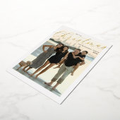 Gold foil Merry-kerstscript modern Folie Feestdagenkaart (Gedraaid)