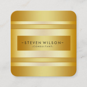 Gold Foil Metal Professional Modern Elegant Black Vierkante Visitekaartje