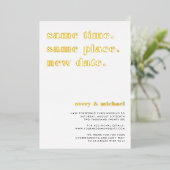 Gold Foil Modern Wedding Postponement Kaart (Staand Voorkant)