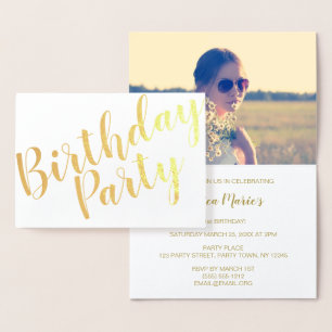 Gold Foil Moderne Anniversaire Fête Invitation Pho
