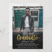 Gold Foil Moderne Grad Party 2 Photo Invitation (Devant)