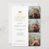 Gold Foil Moderne Grad Party 4 Photo Invitation (Devant)