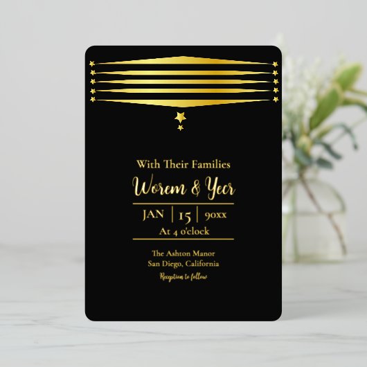 Gold Foil Moderne Luxe Vector Invitation Card (Debout devant)