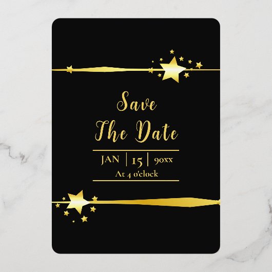 Gold Foil Moderne Luxe Vector Invitation Card (Verso)