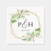 Gold Foil Monogram Geometric Greenery Wedding Servet (Voorkant)