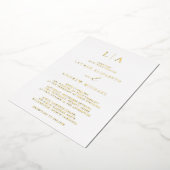 Gold Foil Monogram Initiaal Minimalist Weddenschap Folie Uitnodiging (Gedraaid)